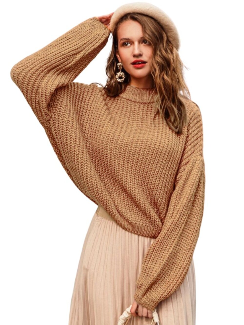 Simplee Plus Tan Drop Shoulder Ribbed Knit Sweater 2XL - Picture 5 of 5